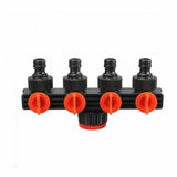 4 Way Water Tap Adaptor Splitter 1/2" Garden Hose End Connectors w/Control Valve