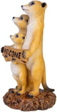 1pc Meerkat Family Welcome Sign Terracotta Garden Statue Ornament Decor 20cm