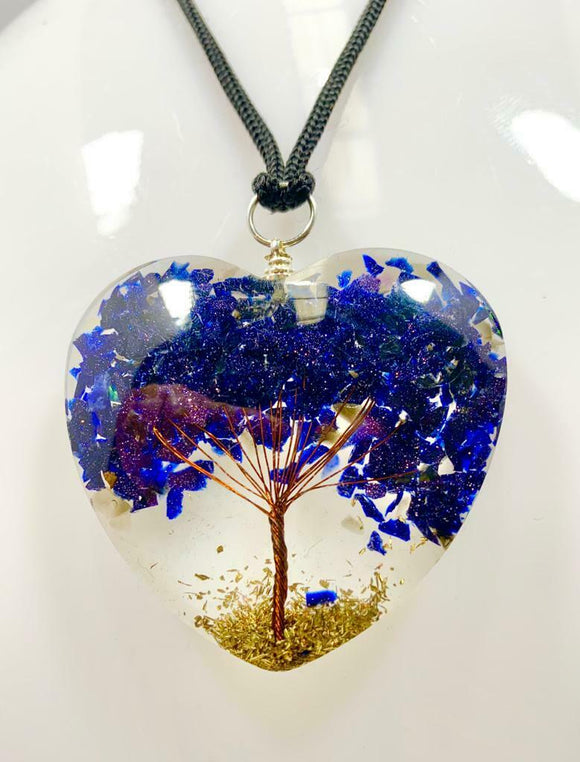 Blue Sandstone Tree of Life Orgonite Orgone Crystal Pendant Energy Healing EMF