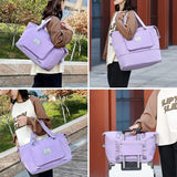 Women Large Capacity Collapsible Travel Bag Expandable Waterproof Duffel -Blue