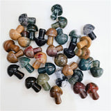 5pcs Natural Mushroom Quartz Crystal Carved Polishing Healing Stone -Dark Colour