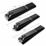 3Pcs Manicure Nail Cutter Stainless Steel Nail Clipper Toenail Trimm Black Set