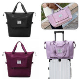 Women Large Capacity Collapsible Travel Bag Expandable Waterproof Duffel -Blue