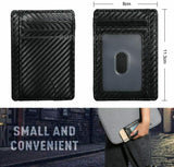 RFID Blocking Credit Card Holder Minimalist Slim Wallet Carbon Fibre Leather