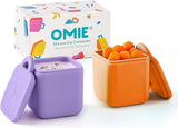 Set 2 Omie Dip Silicone Containers School Snack Pot Leakproof  Purple Orange