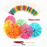100X Catering Cocktail Umbrellas Paper Drink Parasol Tropical Party Fruit Picks