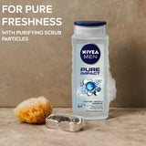 NIVEA MEN Pure Impact 3-IN-1 Shower Gel Body Wash 500ml Exfoliating Body Wash