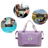 Women Large Capacity Collapsible Travel Bag Expandable Waterproof Duffel -Purple