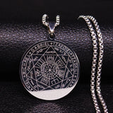 Magic Talisman Necklace Wheel of Fortune Protection Pendant Jewelry - Silver