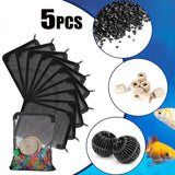 5pcs Aquarium Filter Bags Fish Tank Bio Ball Media Mesh Storage Bag with Zipper