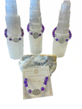 1pc Amethyst Crystal Beads with Flower of LIfe Charm Bracelet 8mm Healing