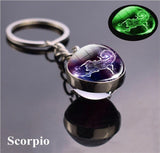 1x Keychain Constellation Keyring Luminous Glass Ball Pendant - Scorpio