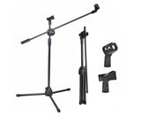 Professional Dual Microphone Stand Telescopic Boom Adjustable Mic Holder Tripod