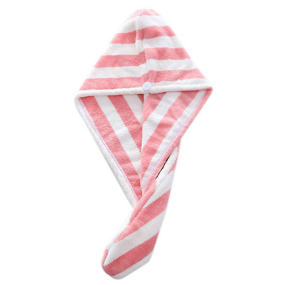 Fast Dry Microfibre Hair Towel Drying Turban Bath Head Wrap Hat Spa Cap Pink