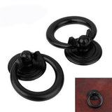 8x Black Ring Pull Handle Cabinet Knob Drawer Dresser Cupboard Drop Zinc Alloy