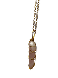 Rose Quartz Double Pointed Terminated Crystal Pendant Necklace Gold Healing