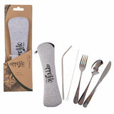 Appetito Traveler's 5 Piece Stainless Steel Cutlery Set w/ Pouch Camping Picnic