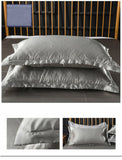 2x Silver Satin Silk Pillow Cases Cushion Cover Pillowcase Home Decor Luxury