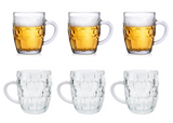 6x Clear Glass Beer Mug Drinking Party Beverage Handle Stein Cup 560ml