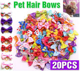 20pcs Pet Small Dog Hair Bows Rubber Bands Puppy Cat Grooming Accessory Set