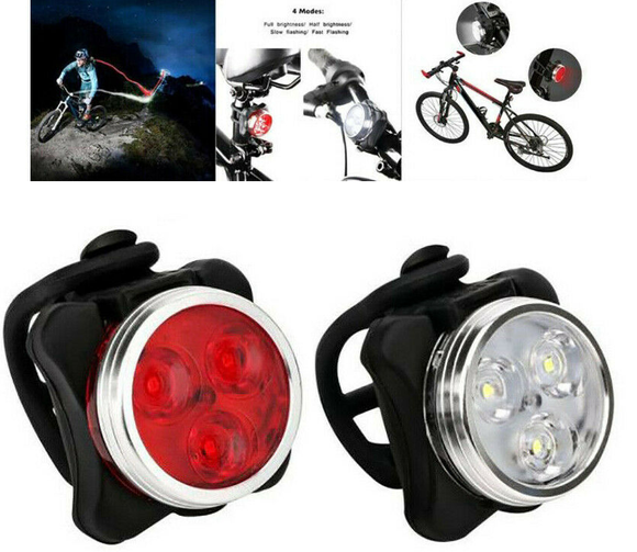 2x USB Rechargeable Bicycle Bike Lights Waterproof Front Rear Tail Light Lamp