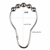 12x Shower Curtain Rings Hooks Rustproof Stainless Steel For Bathroom Shower
