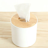 1x Tissue Box Round Dispenser Paper Storage Holder Napkin Case Organizer Wooden