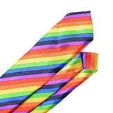 Skinny Rainbow Tie Wedding Slim Gay Pride Fancy Dress LGBT Party Mardi Gras