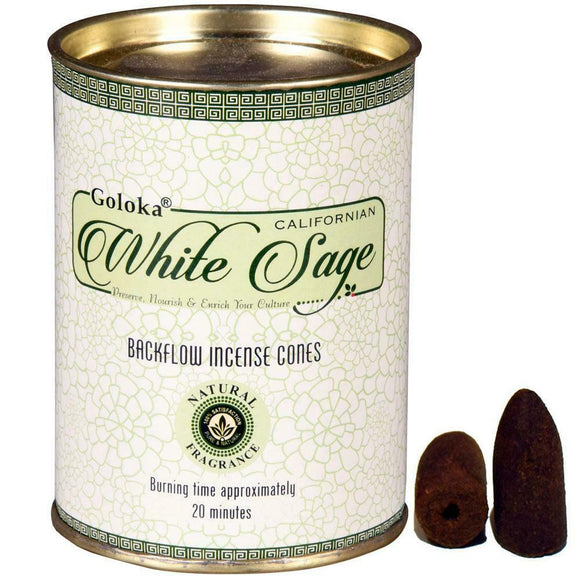 Goloka California White Sage 24 Backflow Incense Cones