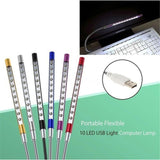 Flexible Touch Switch USB 10 LED Light Lamp for Keyboard Reading Notebook Silver