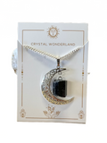 Black Tourmaline Crescent Hanging Moon Pendant Energy Beauty Meditation