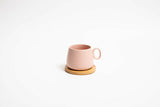 Set Of 4 Coffe/Tea Cup With Bamboo Coasters Lovey Trendy Assorted Colors