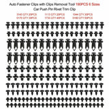 190x Car Body Trim Clips Retainer Bumper Rivets Panel Push Plastic Fastener Set