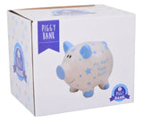 My First Piggy Bank Small Ceramic Change Pig Money Box Keepsake Kids Blue