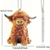 Highland Cattle Car Mounted Rearview Mirror Pendant Backpack Gift Hanging Decor