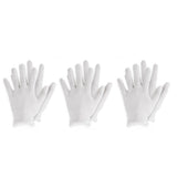 3 Pairs Cotton Elastic Work White Gloves Dry Hand Jewelry Inspection S/M