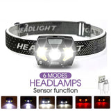 LED Head Torch Headlight COB Camping Headlamp USB Rechargeable Waterproof