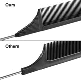2x Rat Tail Comb Stainless Steel Pintail Heat Resistant Carbon Fiber Teasing