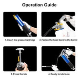 Grease Gun Pressure Pistol Grip Dual Flow 7000PSI Flex Hose Industrial Quality