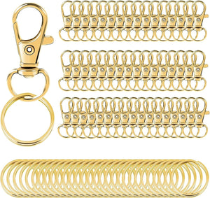 100pcs Gold Swivel Clasps Lanyard Snap Hooks with Key Rings, Key Chain Clip Hook