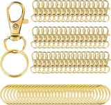 100pcs Gold Swivel Clasps Lanyard Snap Hooks with Key Rings, Key Chain Clip Hook