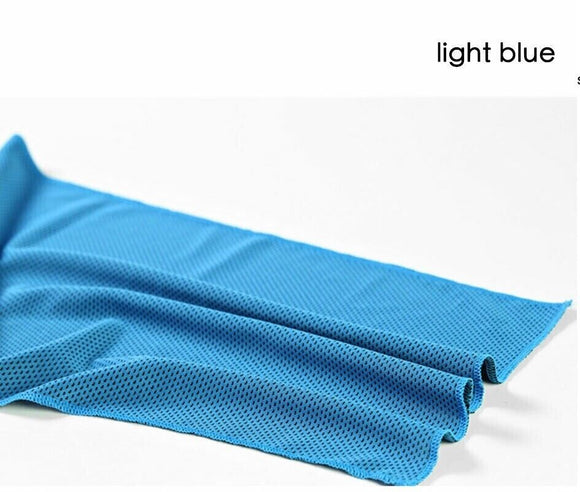 2x Instant Cooling Towel Ice Cold Cycling Gym Outdoor Chilly Cool - Light Blue