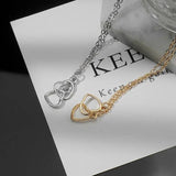 Double Heart Pendant Necklace Gift Valentines Day Love - Silver