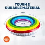 Inflatable Swim Rings Rainbow Design Summer Fun Beach Toy Pool Holidays 75cm