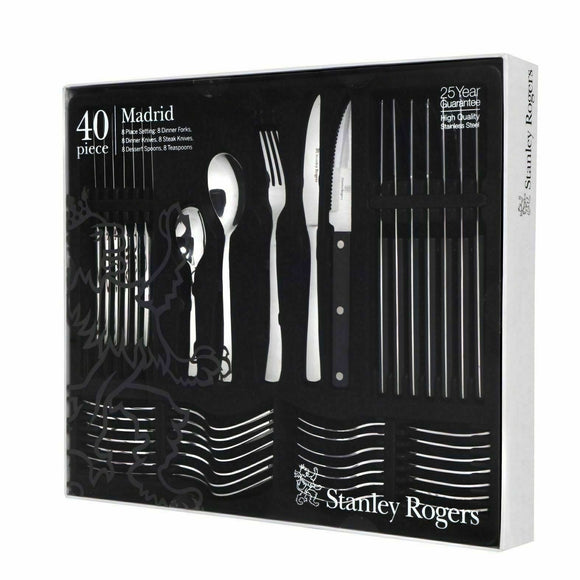 New Stanley Rogers 40 Pieces Madrid Cutlery Quality Stainless Steel Gift Boxed