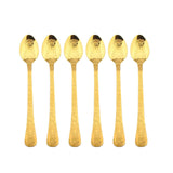 Gold Engraved Cutlery Set 6pcs Latte Parfait Sundae Spoon Stainless Steel