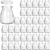 12x Glass Pudding Jars Glass Jars for Yogurt Milk Parfait with Lid Caps - 200ml
