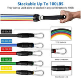 13pcs Resistance Band Set Yoga Pilates Abs Exercise Fitness Tube Workout Bands