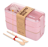 3 Layer Bento Lunch Box Eco-Friendly Leakproof 900ml Food Container Pink