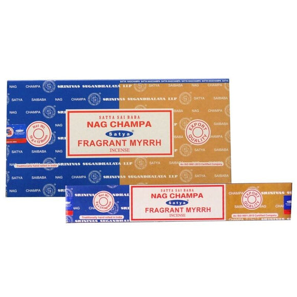 Satya Nag Champa Myrrh 120 Incense Sticks Aroma Relaxation Fragrance